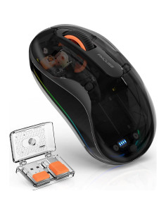 Ratón Inalámbrico Bluetooth JUHOO RGB Transparente Recargable 2