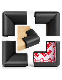 4 Protectores de Esquinas para Bebés WEPOL - Espuma de Nitrilo Negro
