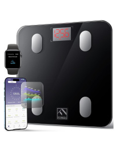 Báscula Inteligente FITINDEX ES-26M-B, 180kg, Bluetooth, Negro