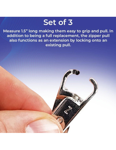 Tiradores de Cremallera Reemplazo SAGEFINDS Metal Negro Paquete de 3