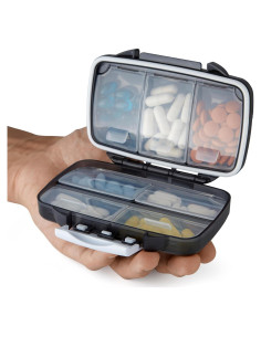 Organizador de Pastillas de Viaje Bexeen - Estuche Compacto Negro
