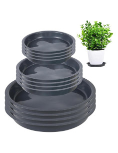 12PCS Bandejas para Plantas PeoMev 6 8 10 Pulgadas Grises