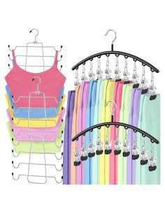 Percheros Ahorradores de Espacio TomCare 4 Piezas Metal Negro