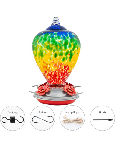 Alimentador de Colibrí LaElvish Garden Vidrio 0.95kg Colgante