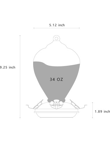 Alimentador de Colibrí LaElvish Garden Vidrio 0.95kg Colgante