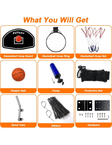 Aro de Baloncesto para Trampolín Fuliuna con Red Protectora