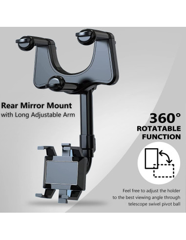 Soporte para Teléfono PKYAA en Espejo Retrovisor Ajustable