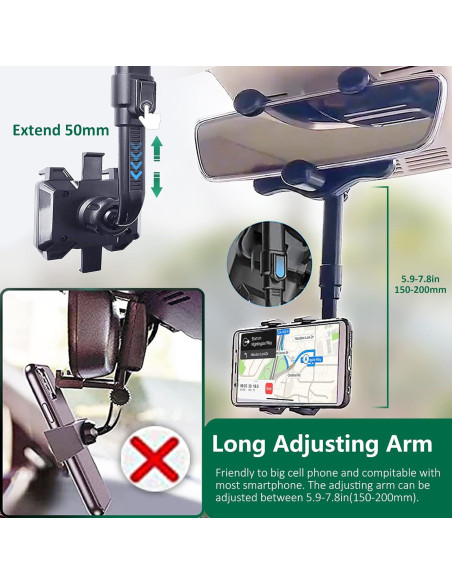 Soporte para Teléfono PKYAA en Espejo Retrovisor Ajustable