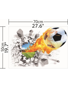 Calcomanía de Pared U-Shark Fútbol en Llamas 50x70cm 2