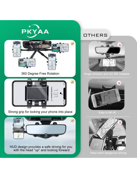 Soporte para Teléfono PKYAA en Espejo Retrovisor Ajustable