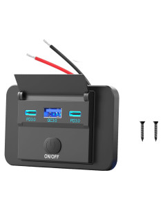 Cargador USB 12V Hapytrip Doble USB-C 30W QC 3.0 Montaje Superficial