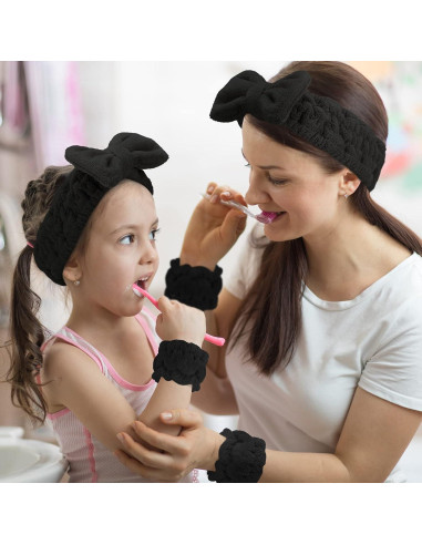 Set Diadema y Muñequera Microfibra Chuangdi Negro 4 Pcs