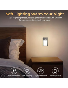 Luz Nocturna LED Recargable VST con Sensor de Movimiento 3Pack 2