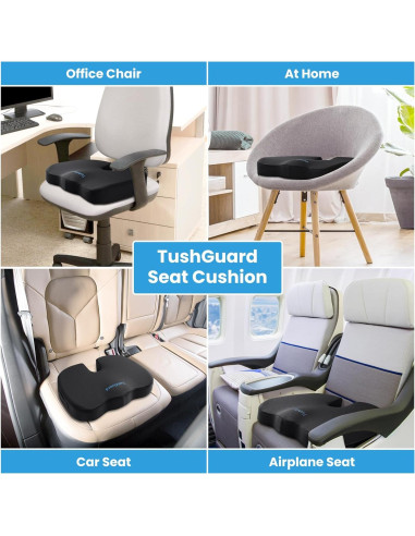 Cojín de Asiento TushGuard Espuma Viscoelástica Negro Grande