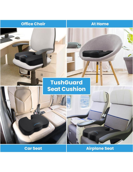 Cojín de Asiento TushGuard Espuma Viscoelástica Negro Grande