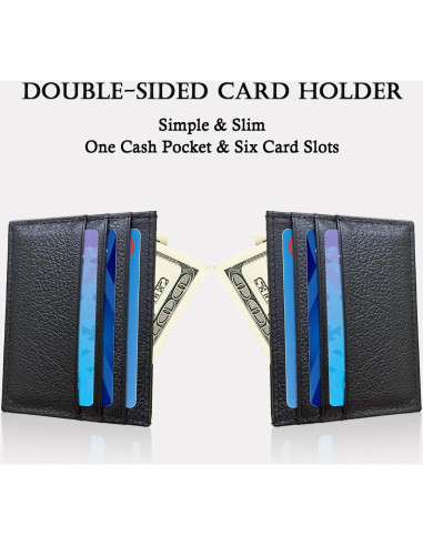 Billetera Portatarjetas de Cuero WOXVM RFID Ultra Delgada 6 Ranuras