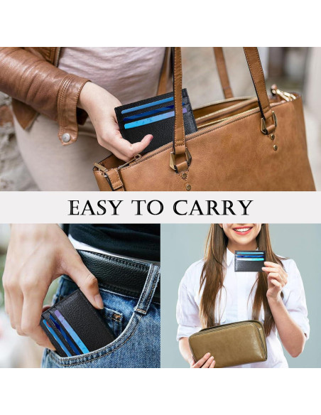 Billetera Portatarjetas de Cuero WOXVM RFID Ultra Delgada 6 Ranuras