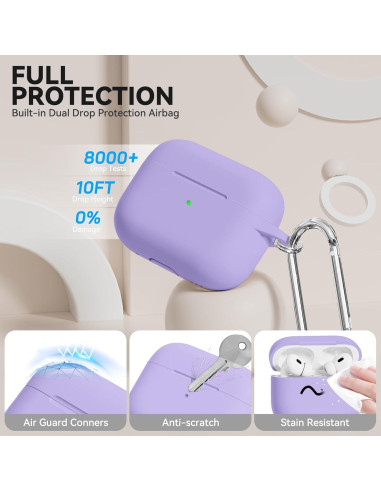 Funda de Silicona Suave TNSNK para AirPods Pro 1/2 - Lila Claro