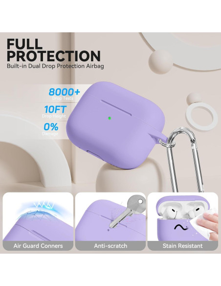 Funda de Silicona Suave TNSNK para AirPods Pro 1/2 - Lila Claro Funda de Silicona Suave TNSNK para AirPods Pro 1/2 - Lila Claro