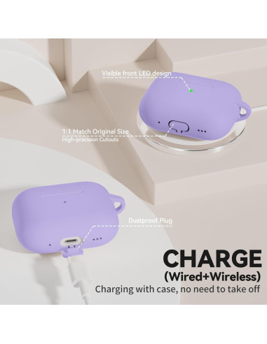 Funda de Silicona Suave TNSNK para AirPods Pro 1/2 - Lila Claro