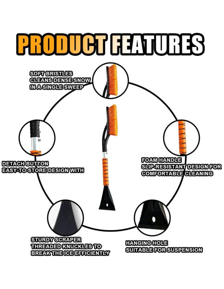 Cepillo de Nieve JOYCOURT 68.58 cm y Raspador de Hielo Naranja Cepillo de Nieve JOYCOURT 68.58 cm y Raspador de Hielo Naranja