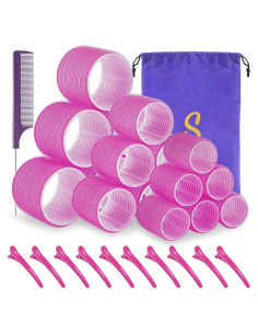 Juego de Rodillos para Cabello Sungenol 18 Piezas Rosa Rojo