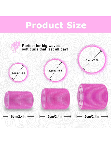 Juego de Rodillos para Cabello Sungenol 18 Piezas Rosa Rojo