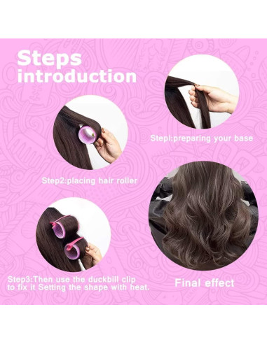 Juego de Rodillos para Cabello Sungenol 18 Piezas Rosa Rojo