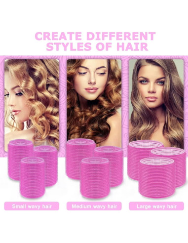 Juego de Rodillos para Cabello Sungenol 18 Piezas Rosa Rojo