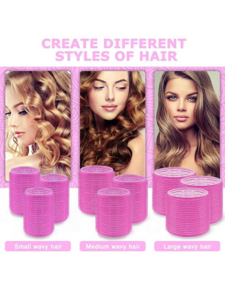 Juego de Rodillos para Cabello Sungenol 18 Piezas Rosa Rojo