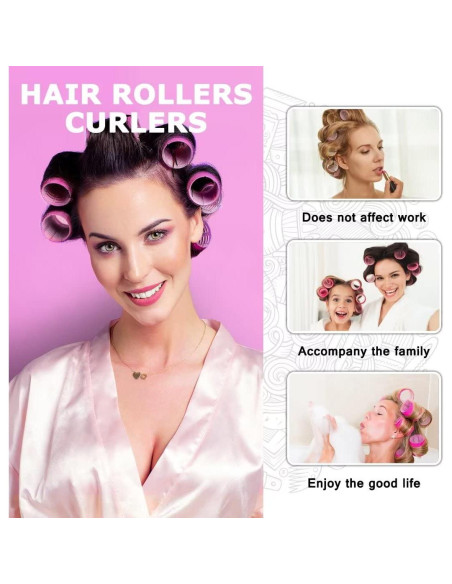 Juego de Rodillos para Cabello Sungenol 18 Piezas Rosa Rojo