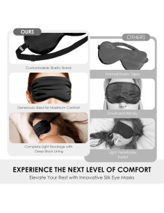 Máscaras de Sueño de Seda FlyCoco 3PCS Ajustables Negro 2