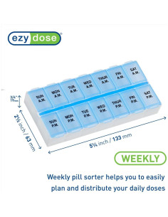 Organizador de Pastillas Ezy Dose Semanal AM/PM Azul 7 Días 2