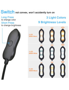 Luz de Lectura LED Recargable Merisky - 3 Colores y 3 Brillos 2