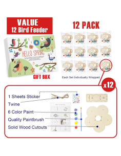 Kit de Manualidades para Niños AluAbi - 12 Comederos para Aves 2