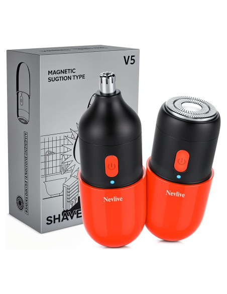 Recortador de Vello Facial y Nariz Nevlive 2 en 1 USB-C Rojo