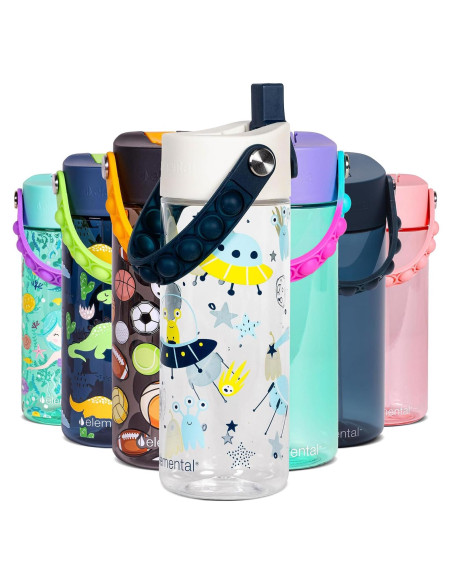 Botella de Agua Tritan Elemental 18oz Niños Asa Pop-it Botella de Agua Tritan Elemental 18oz Niños Asa Pop-it