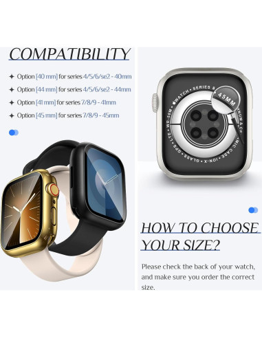 Funda Impermeable Goton para Apple Watch 40mm - Negro y Oro