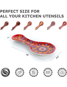 Reposapucheros de Cerámica Hecho a Mano EVANILFE 25.4 cm Rojo 2