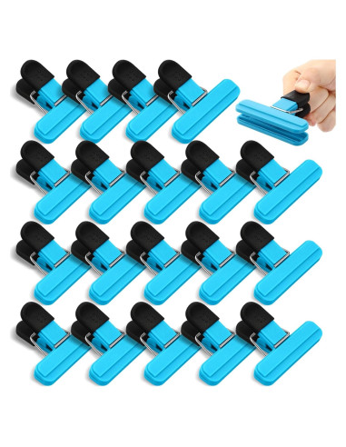 20 Clips para Sellar Alimentos Wonderjune Azul 7.8x6.5 cm