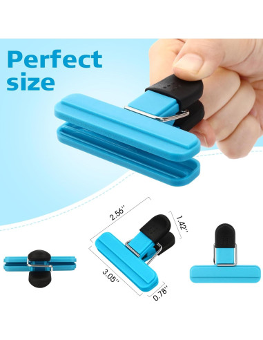 20 Clips para Sellar Alimentos Wonderjune Azul 7.8x6.5 cm
