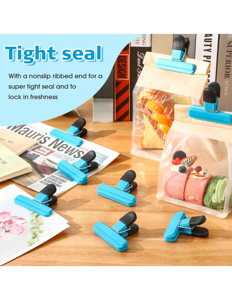 20 Clips para Sellar Alimentos Wonderjune Azul 7.8x6.5 cm 20 Clips para Sellar Alimentos Wonderjune Azul 7.8x6.5 cm