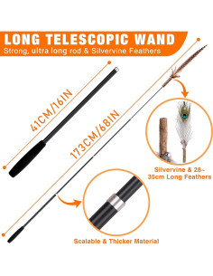 Juguete Interactivo para Gatos JXFUKAL 68" (172.72 cm) con Plumas 2