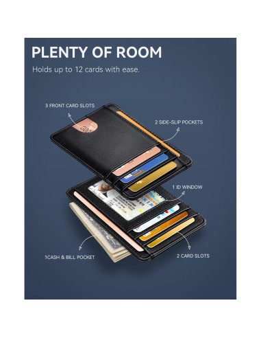 Billetera Slim Teskyer Negra para Hombres con Bloqueo RFID