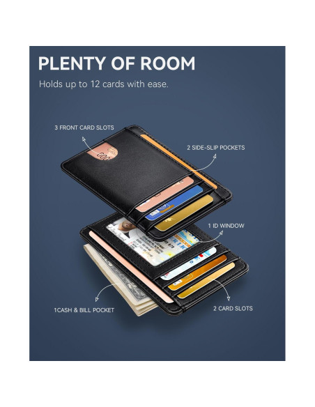 Billetera Slim Teskyer Negra para Hombres con Bloqueo RFID