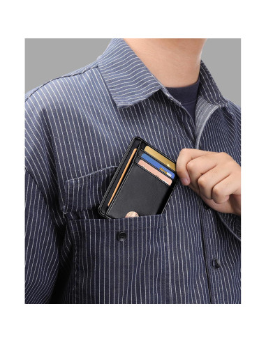 Billetera Slim Teskyer Negra para Hombres con Bloqueo RFID