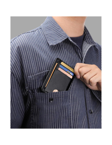 Billetera Slim Teskyer Negra para Hombres con Bloqueo RFID