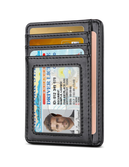Billetera Slim Teskyer Negra para Hombres con Bloqueo RFID