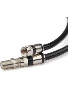 Cable Coaxial GTOTd 1.5 Pies RG6 Hembra a Hembra 75 Ohm Negro 2