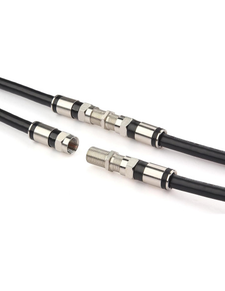 Cable Coaxial GTOTd 1.5 Pies RG6 Hembra a Hembra 75 Ohm Negro